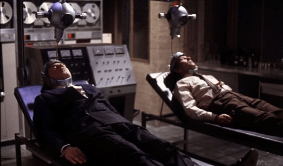 Two men in mind transfer lab