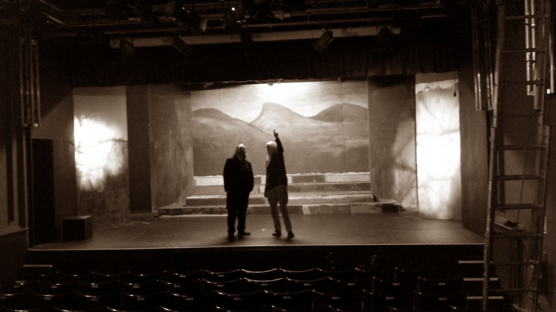 Stage designer on stage set for Weird Sisters