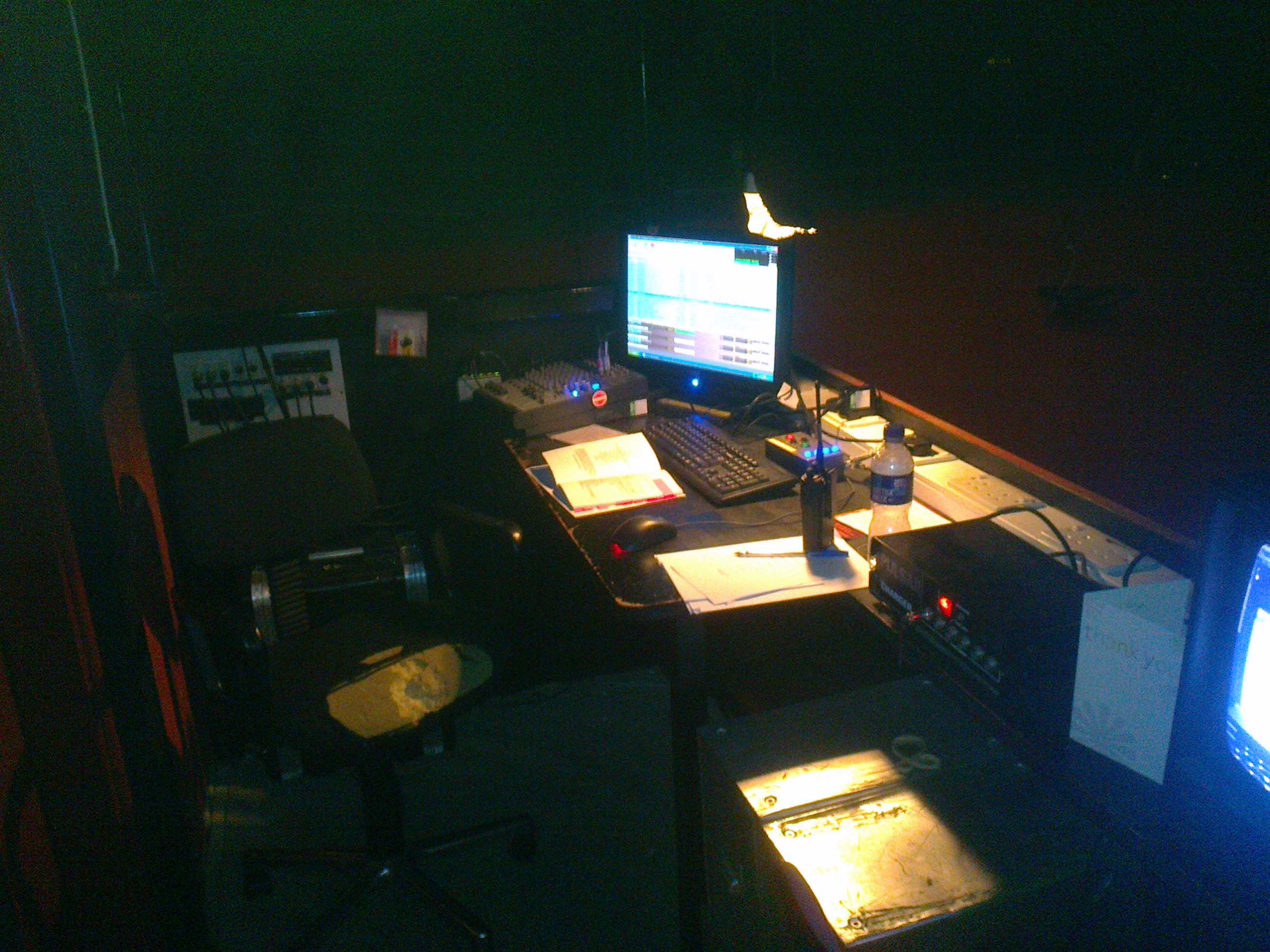 Table with PC and mixing desk